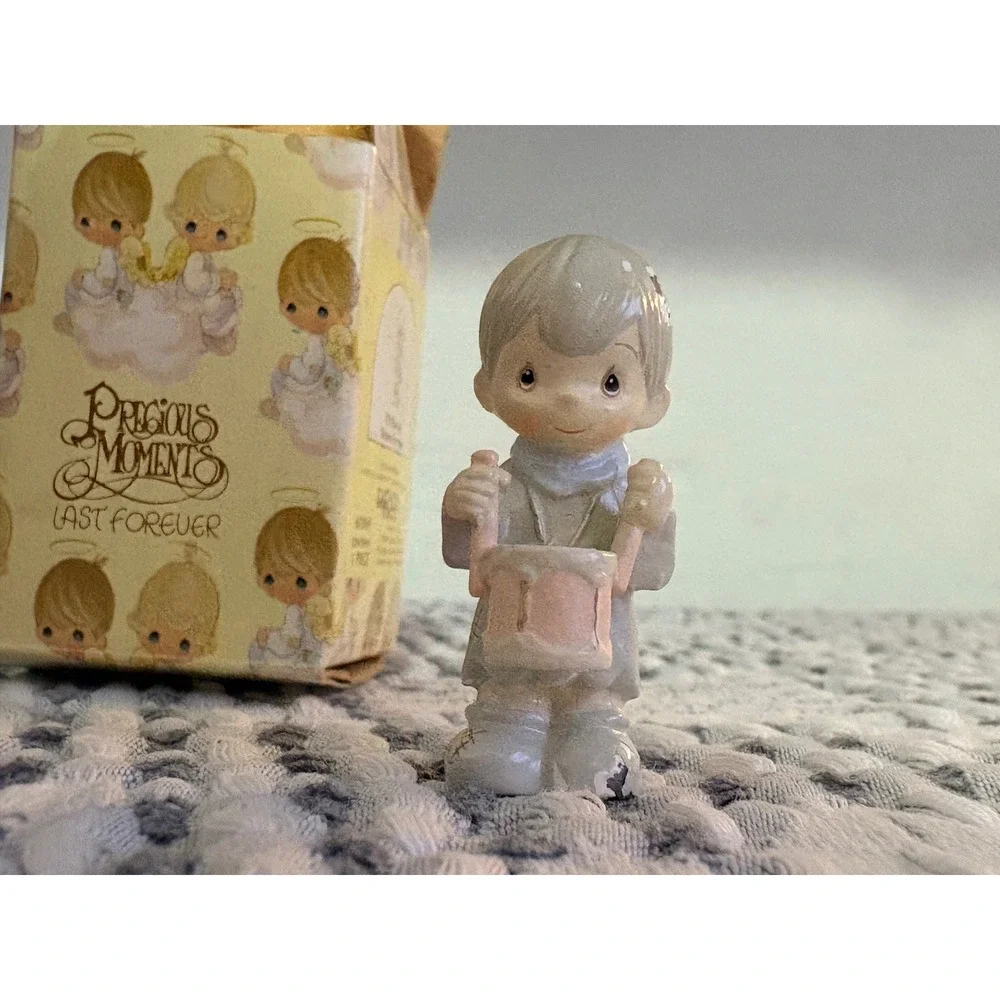 Precious Moments I'll Play My Drum For Him Pewter Figurine 1991 Enesco in Box